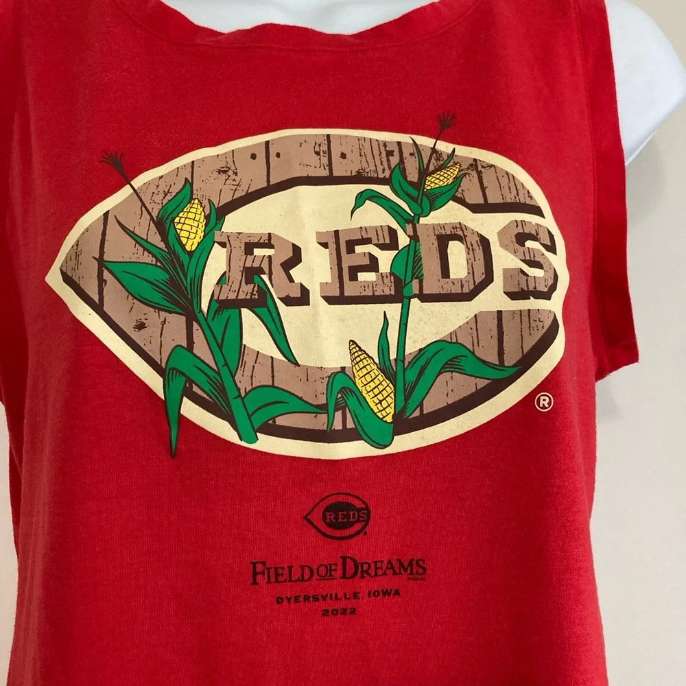 Women's Red Graphic Muscle Tee - Picture 2 of 5